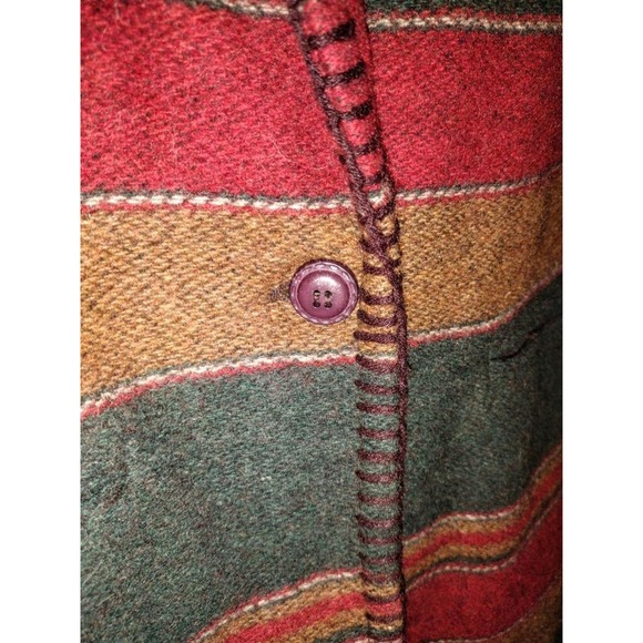 90s HUNT CLUB Wool Southwestern Blanket Jacket Green Red Oversized Riding M NWT - Picture 8 of 8